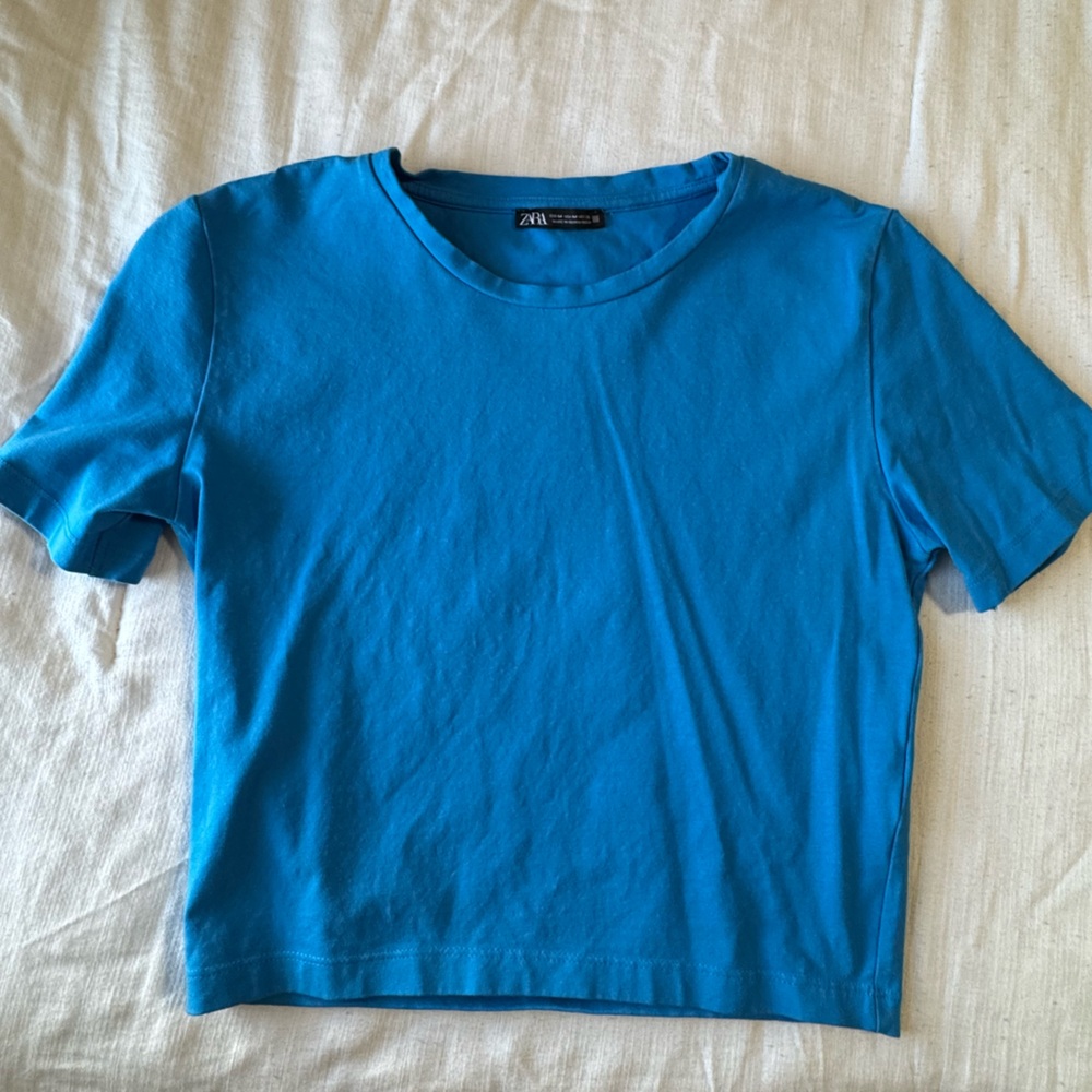 Zara Vibrant Blue Crew Neck Tee